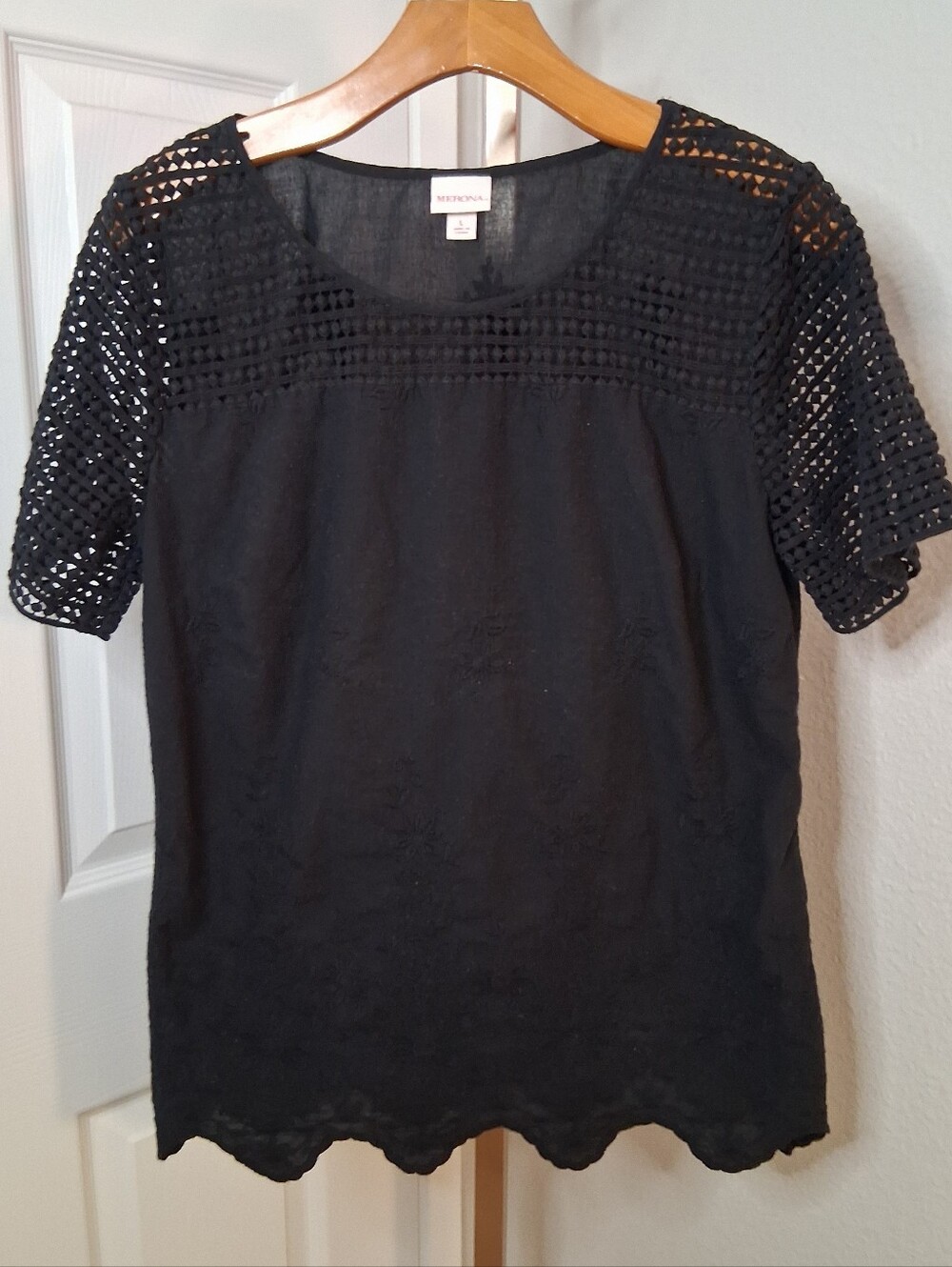 Merona Boho Black Blouse Large